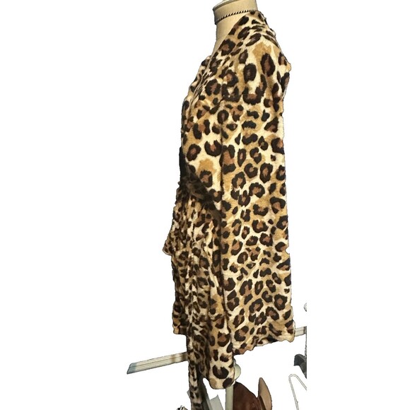 PJ Couture Cheetah Robe Womens Small Plush Knee Length Pockets Belted Soft - Picture 2 of 3